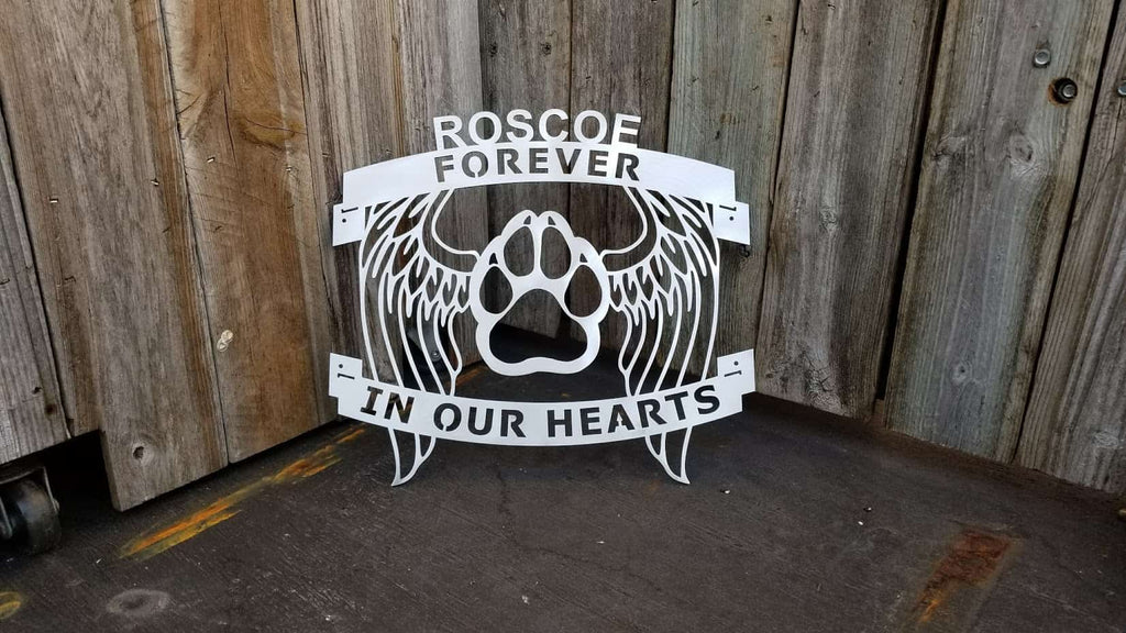 Pet Memorial With Paw & Angel Wings Plaque-advanced-metal-art.myshopify.com