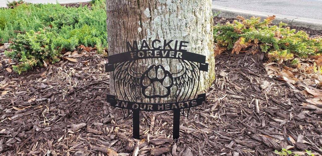 Pet Memorial With Paw & Angel Wings Plaque-advanced-metal-art.myshopify.com