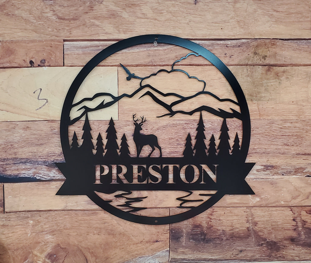 Mountains Nature Scene w/ Animal-advanced-metal-art.myshopify.com