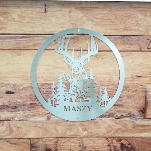 Round Buck & Doe Scene-advanced-metal-art.myshopify.com
