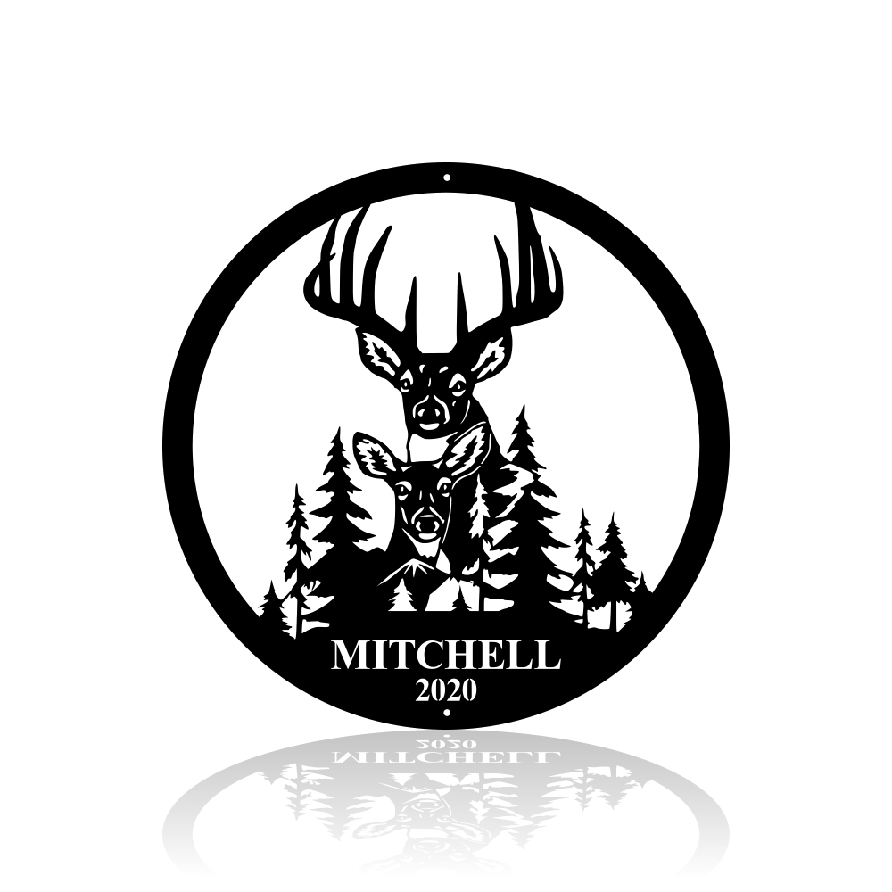 Round Buck & Doe Scene-advanced-metal-art.myshopify.com