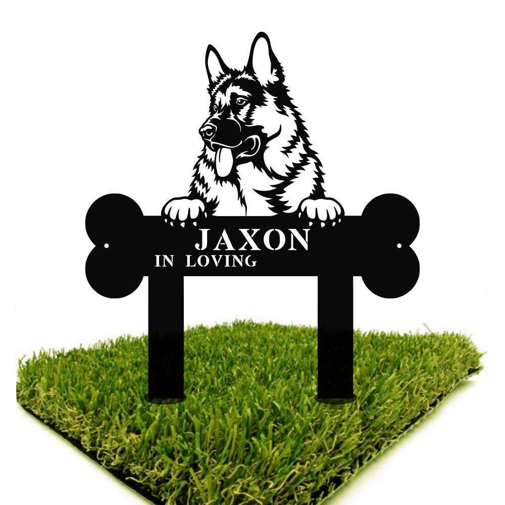 Dog Peeking Over Bone - Optional Yard Stakes