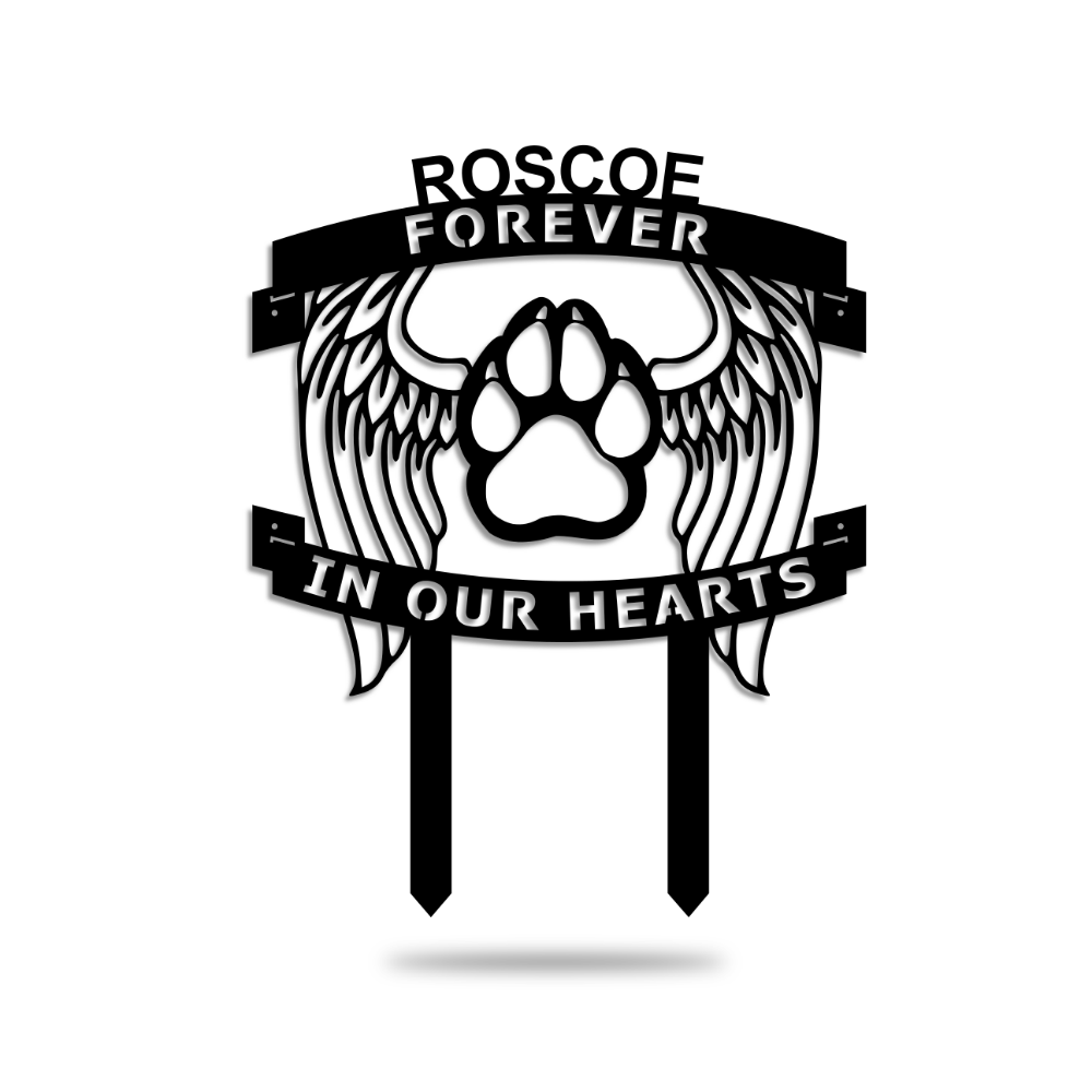 Pet Memorial With Paw & Angel Wings Plaque-advanced-metal-art.myshopify.com