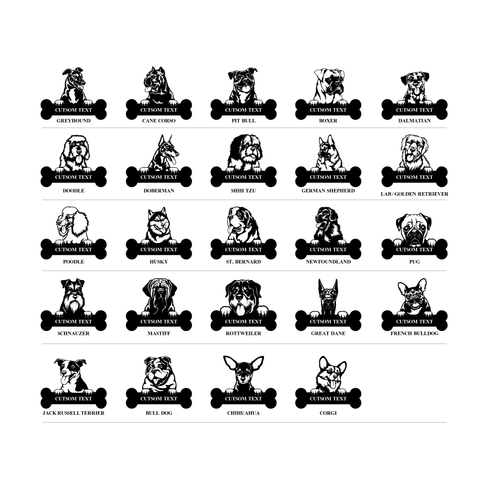 Dog Peeking Over Bone - Optional Yard Stakes-advanced-metal-art.myshopify.com