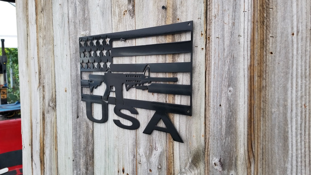 AR15 Inside A Flag With USA-advanced-metal-art.myshopify.com