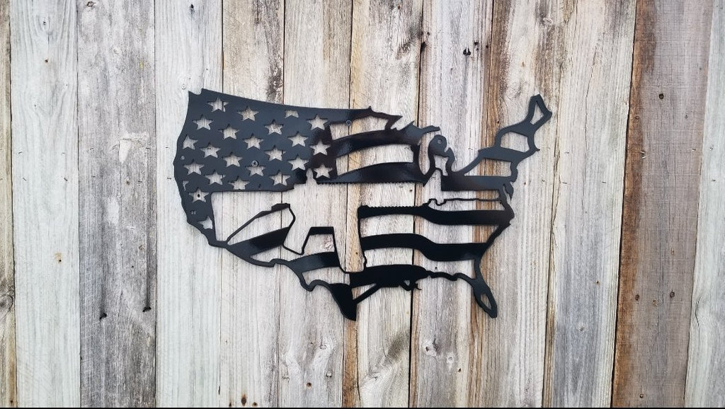USA Map/Flag With AR15 Cut Out-advanced-metal-art.myshopify.com