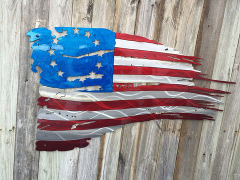 Tattered & Torn American Flag - Betsy Ross 1776-advanced-metal-art.myshopify.com