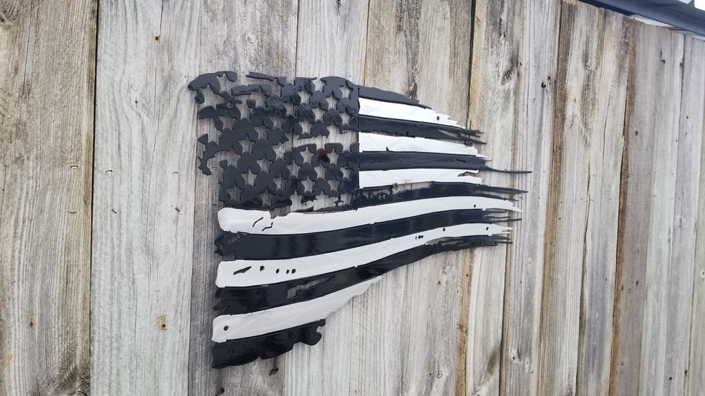 Black Tattered & Torn American Flag-advanced-metal-art.myshopify.com