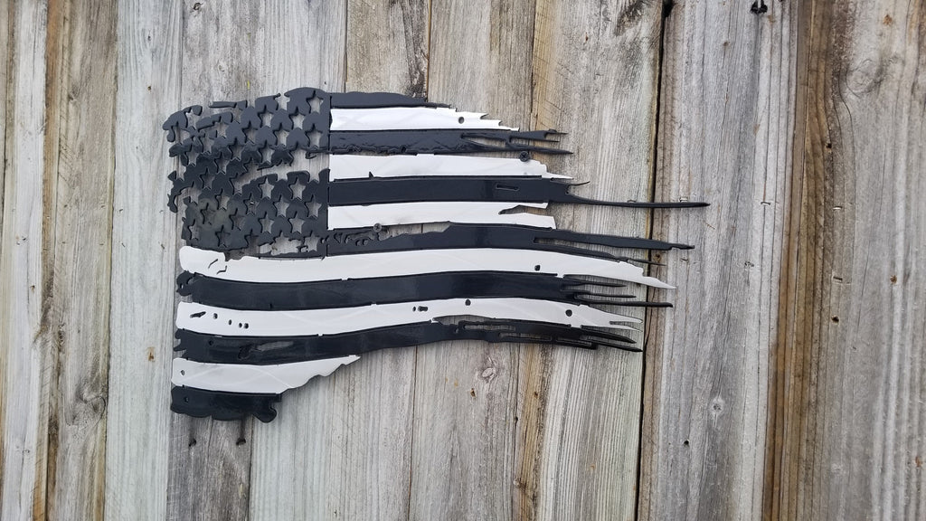 Black Tattered & Torn American Flag-advanced-metal-art.myshopify.com