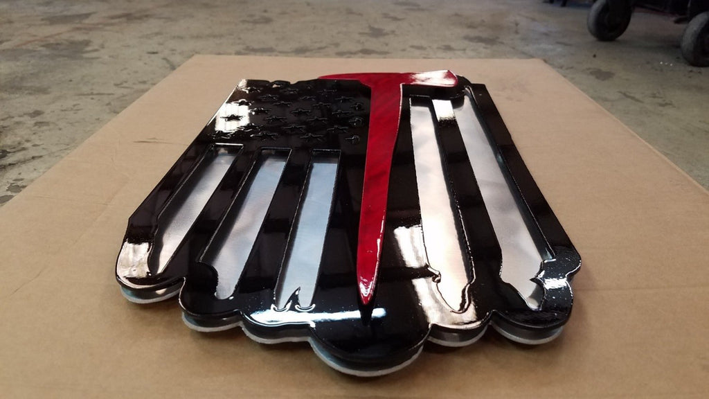 Tattered & Torn American Flag - Firefighter/Fireman Battle Axe-advanced-metal-art.myshopify.com