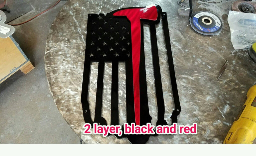 Tattered & Torn American Flag - Firefighter/Fireman Battle Axe-advanced-metal-art.myshopify.com