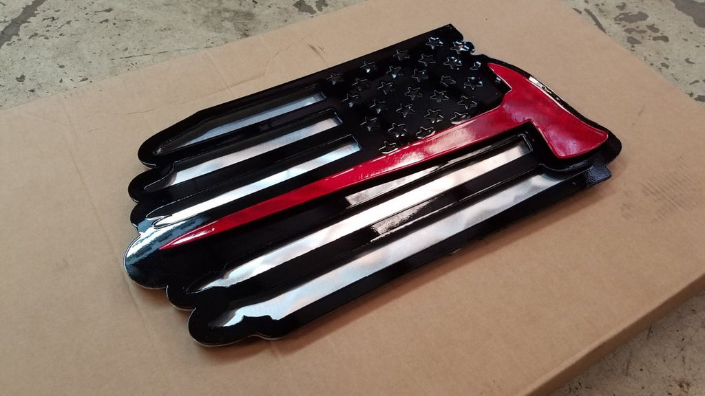 Tattered & Torn American Flag - Firefighter/Fireman Battle Axe-advanced-metal-art.myshopify.com