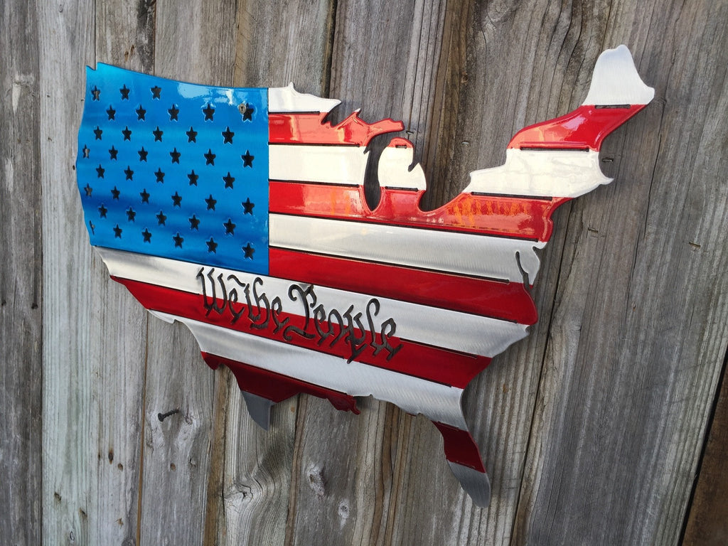 We The People USA Map Painted As An American Flag-advanced-metal-art.myshopify.com