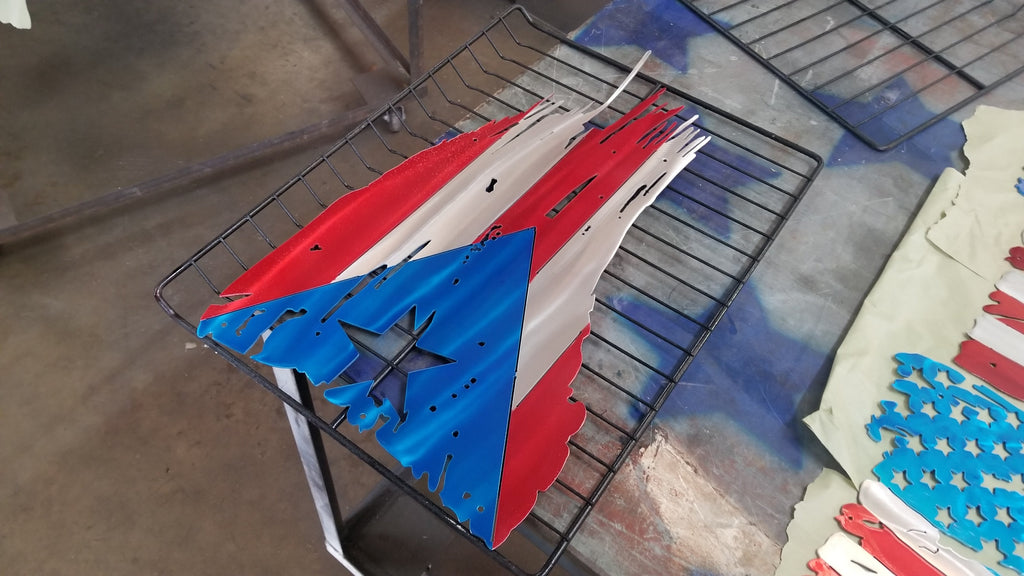 Tattered & Torn Puerto Rican Flag-advanced-metal-art.myshopify.com