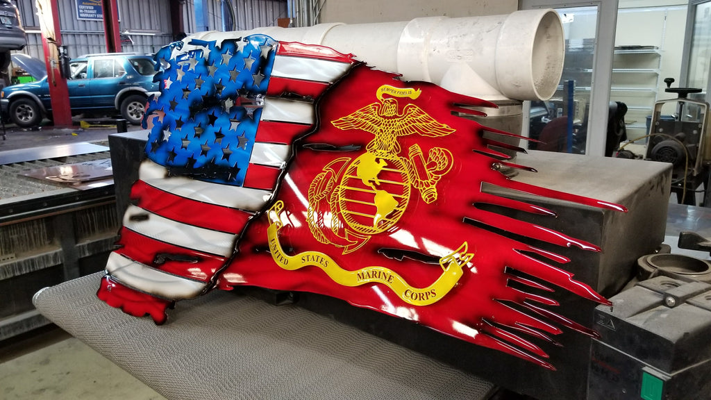 Split Tattered & Torn Burnt American / Military Flag-advanced-metal-art.myshopify.com