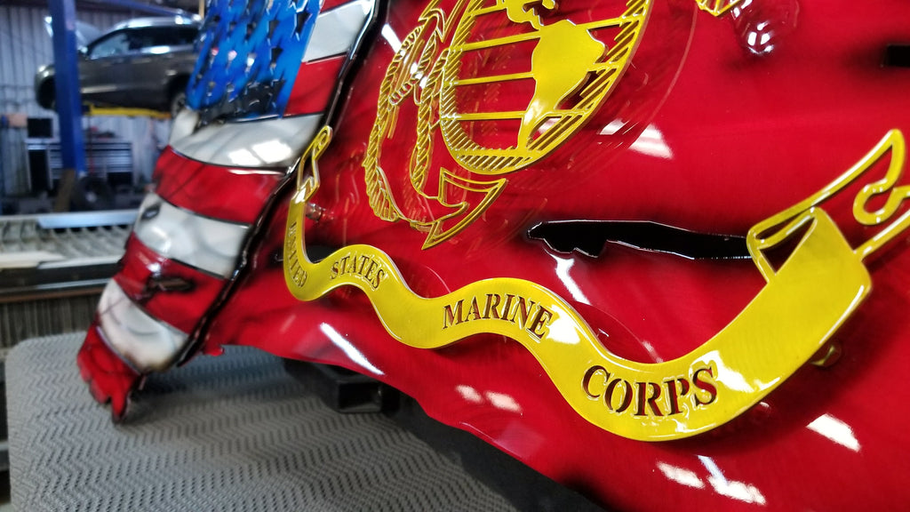 Split Tattered & Torn Burnt American / Military Flag-advanced-metal-art.myshopify.com