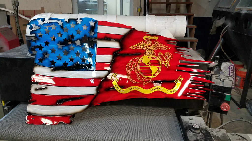 Split Tattered & Torn Burnt American / Military Flag-advanced-metal-art.myshopify.com