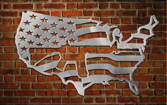 USA Map/Flag With AR15 Cut Out-advanced-metal-art.myshopify.com