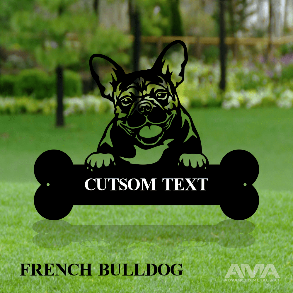 Dog Peeking Over Bone - Optional Yard Stakes-advanced-metal-art.myshopify.com