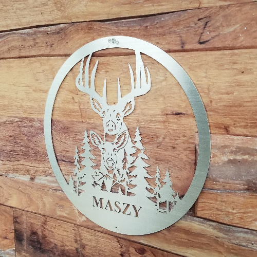Round Buck & Doe Scene-advanced-metal-art.myshopify.com