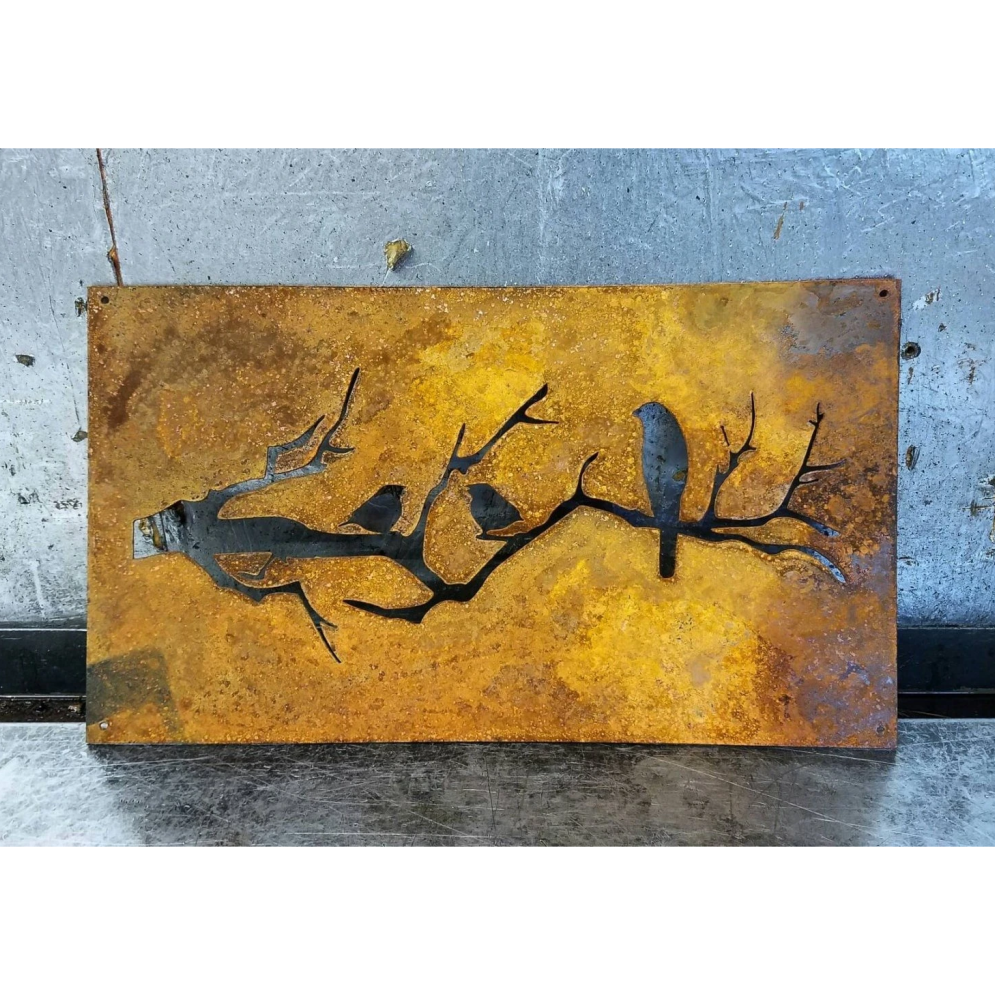 Birds On A Branch Silhouette-advanced-metal-art.myshopify.com