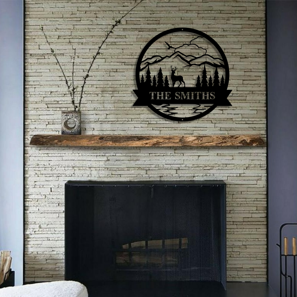 Mountains Nature Scene w/ Animal-advanced-metal-art.myshopify.com