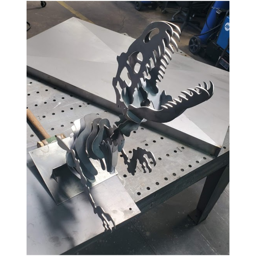 T-Rex Skeleton Bust Wall Mount-advanced-metal-art.myshopify.com