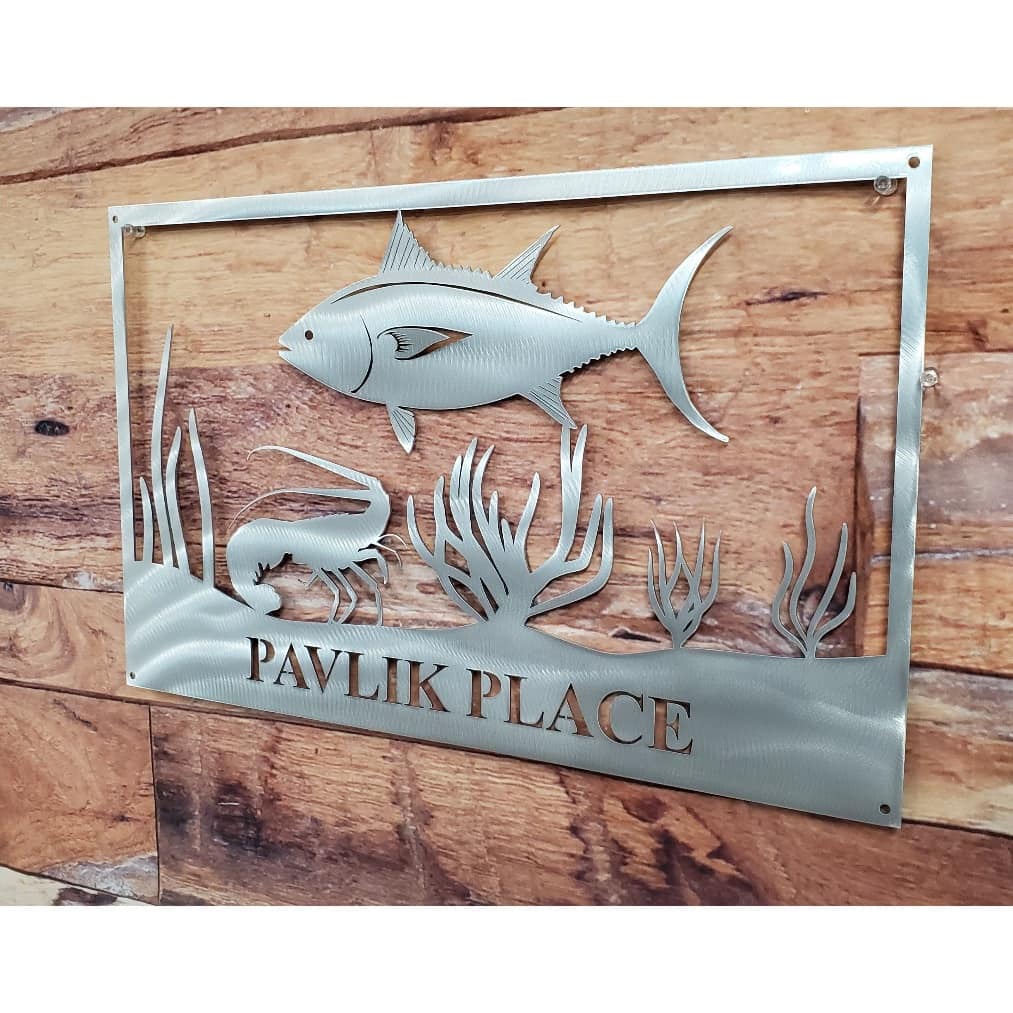 Fish Scene With Lobster, Tuna-advanced-metal-art.myshopify.com