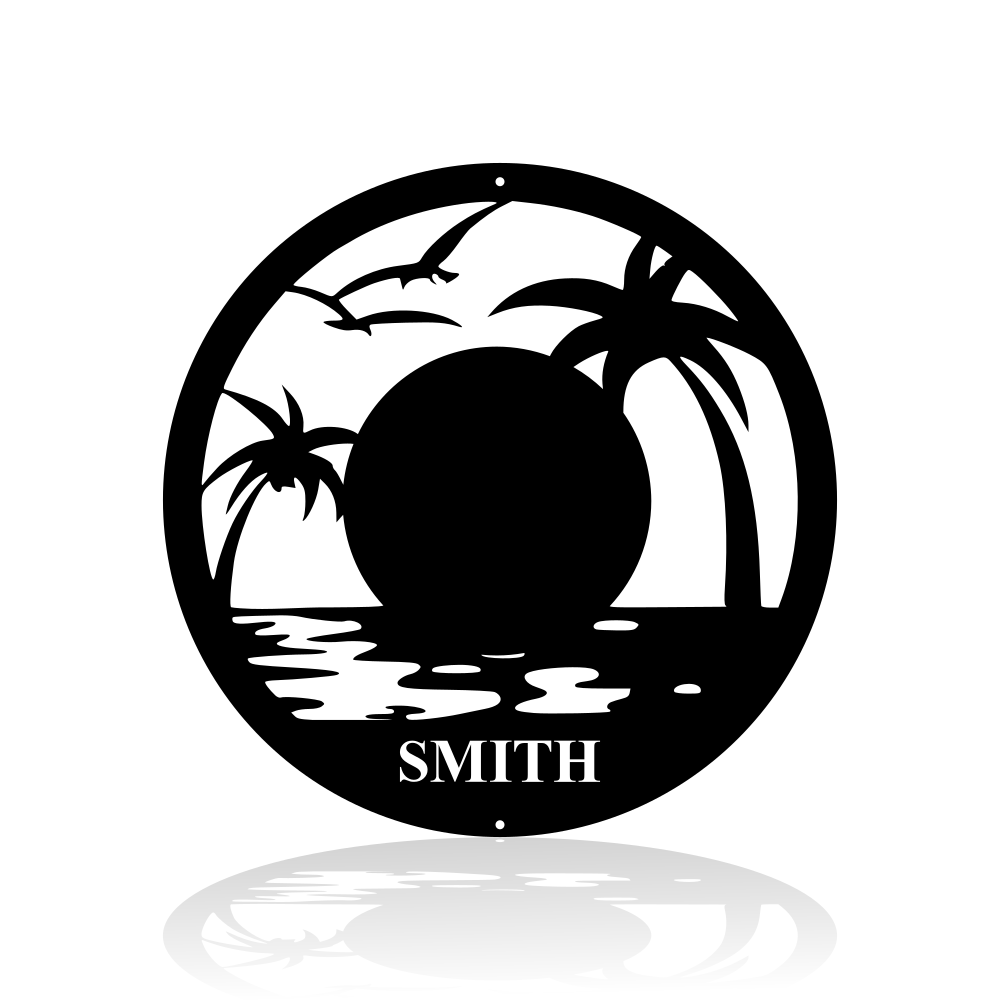 Round Sunset Palm Tree-advanced-metal-art.myshopify.com